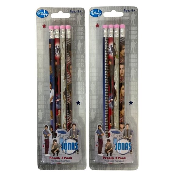 Disney Jonas Brothers Pencils 2 Pkgs of 4 Ea Assorted Designs Erasers 2009 - Picture 1 of 4